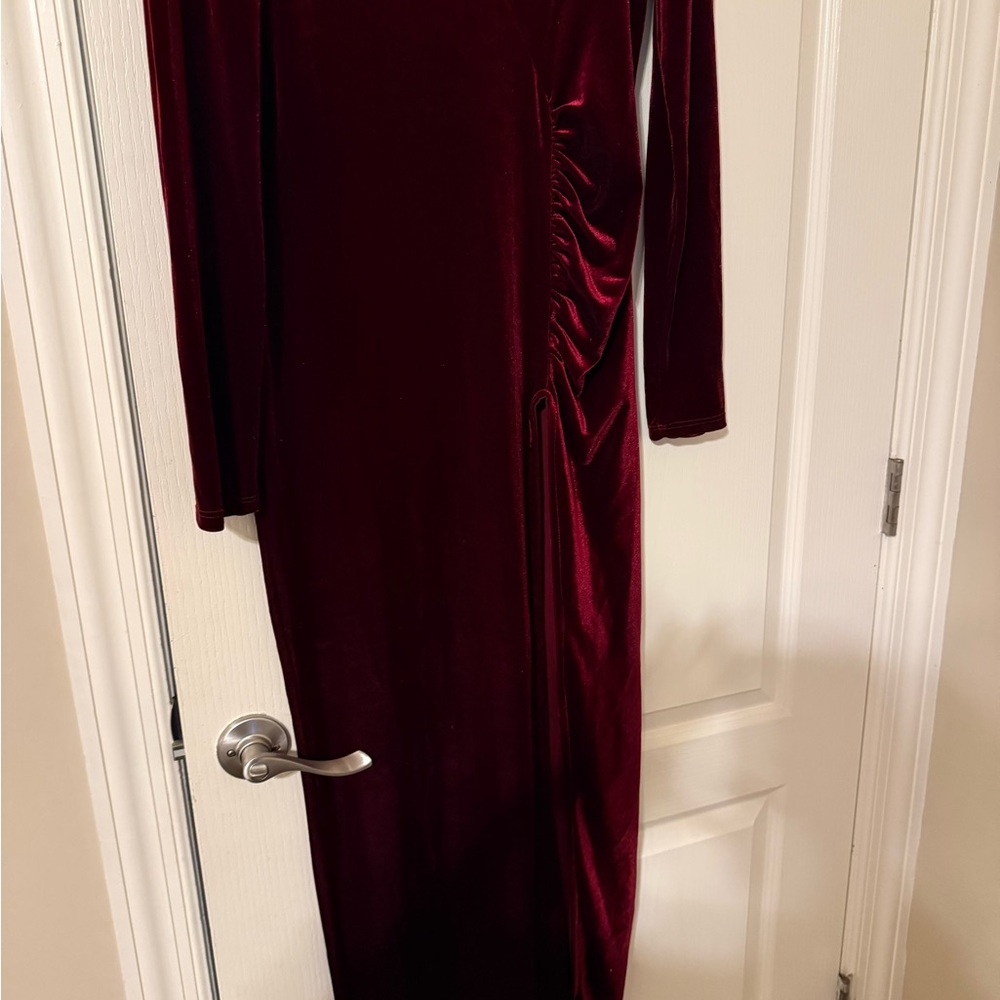 Elegant Burgundy Velvet Dress